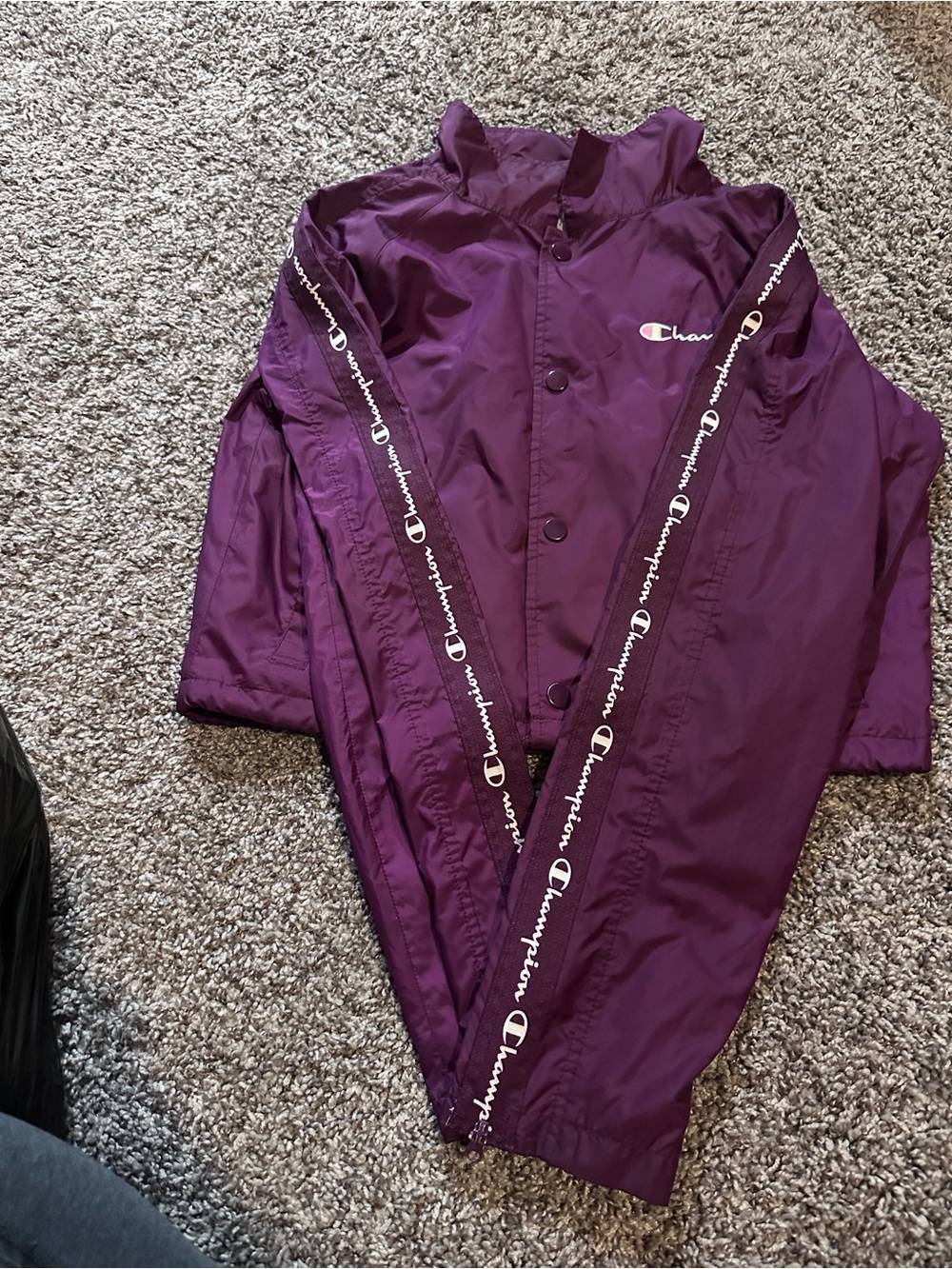 Champion Purple Track Jacket with Logo Tape